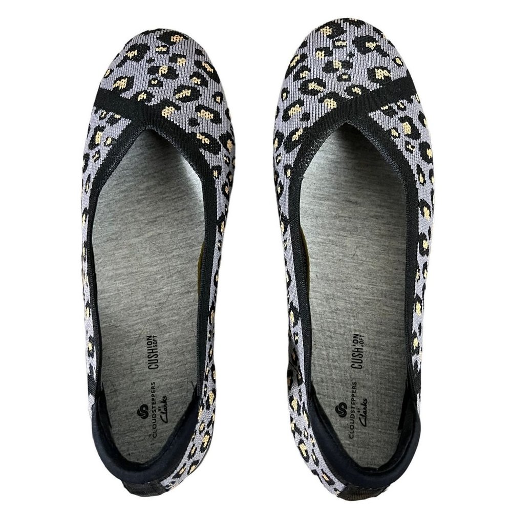 Clarks Cloudsteppers women's gray patterned Cusion Soft flats shoes size 8.5